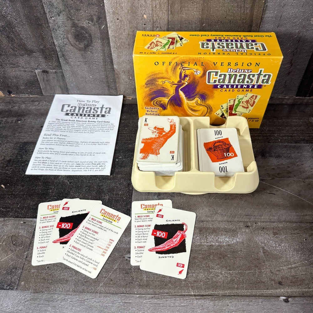 Deluxe Canasta Caliente Card Game 2003  w/ Rotating Tray Age 7+ - Complete Set